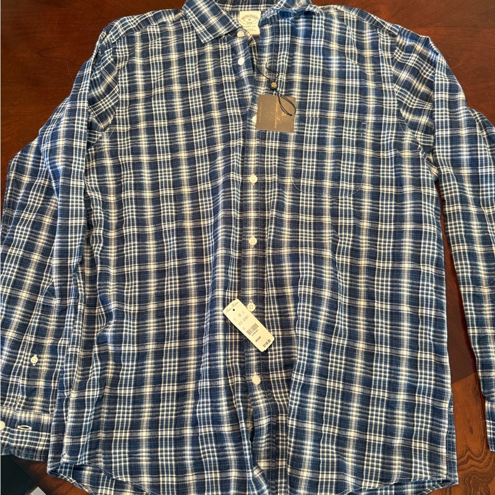 Brooks Brothers Navy and White Checkered Shirt